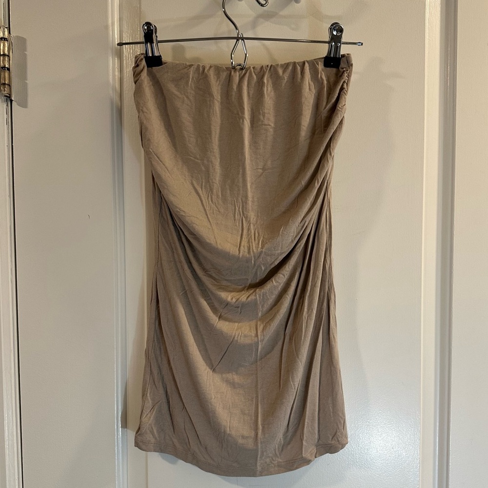 SoAllure (made in Italy) Strapless Band Top in Taupe Beige